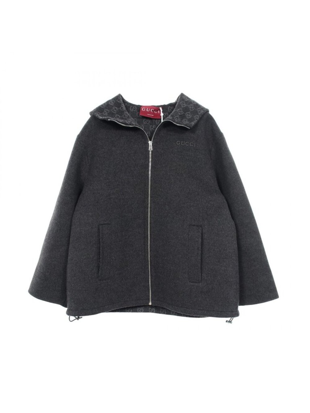 Gucci Logo Embroidery Hooded Wool Silk Jacket
